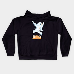 Ghost and a pumpkin Kids Hoodie